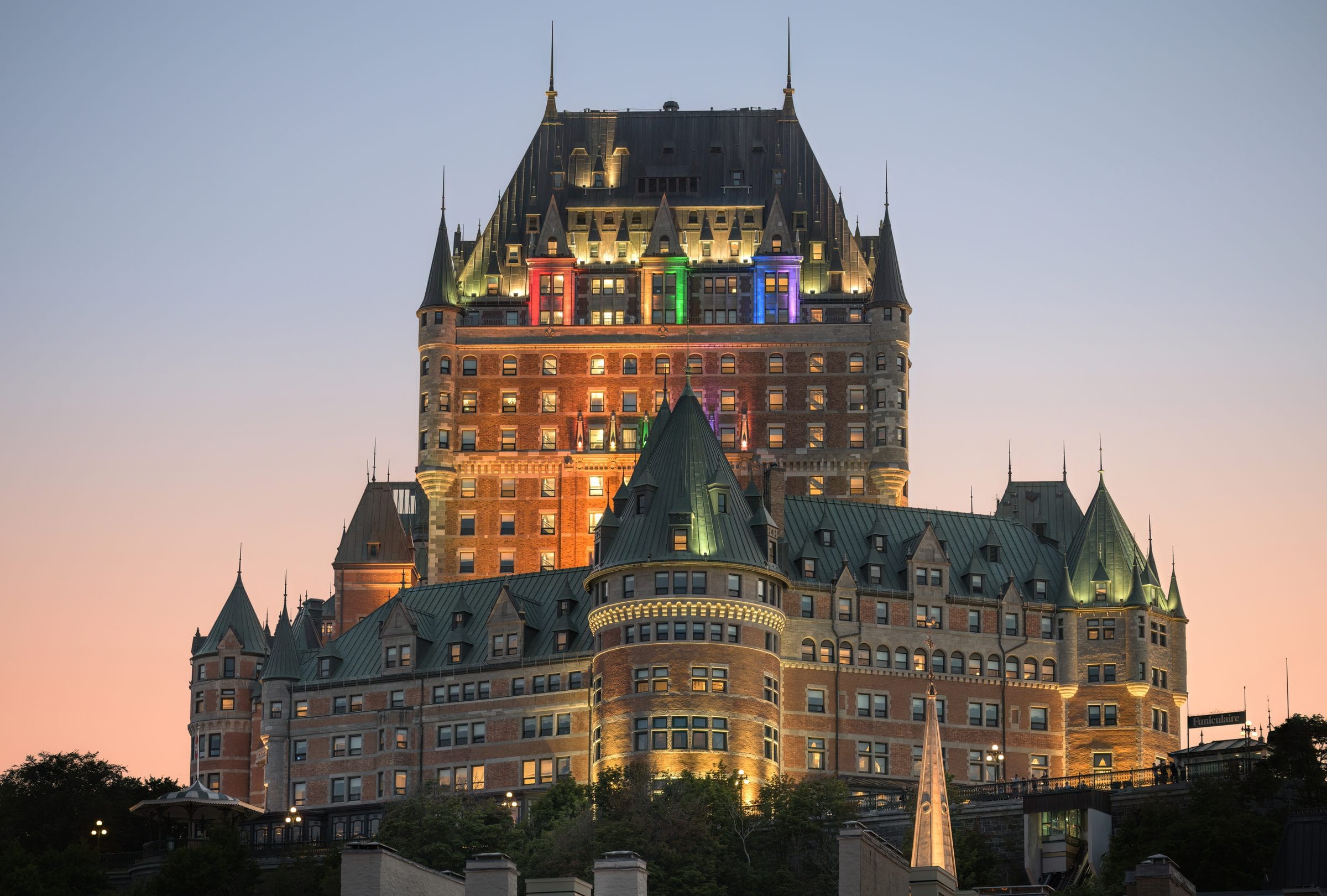 Quebec City old town and Chateau Frontenac at night